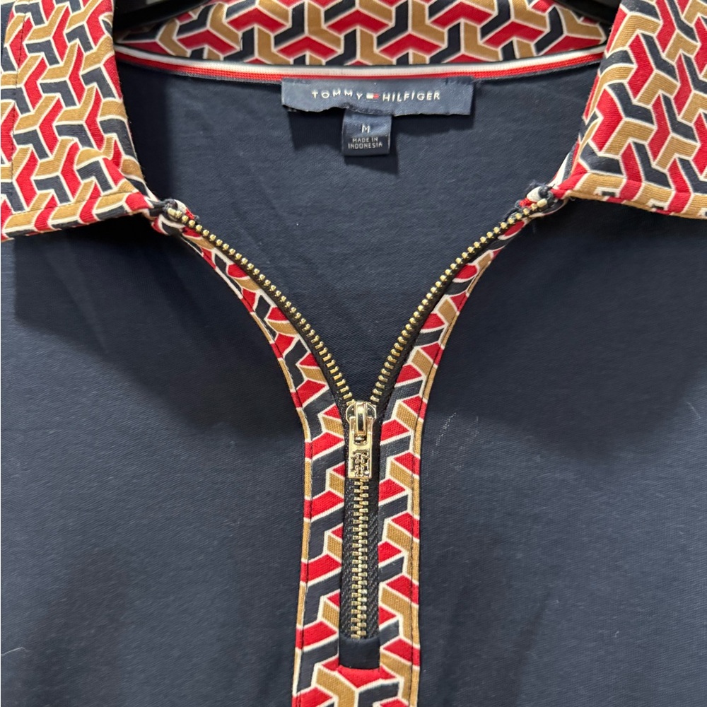 Tommy Hilfiger Sky Captain Polo Shirt Navy with  Red and Gold size Medium - Picture 3 of 15